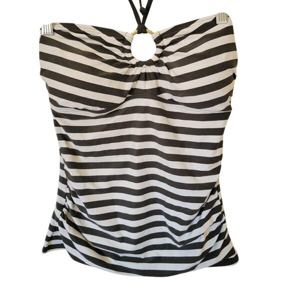 Michael Kors Ring Shirred Bandeau Tankini Top - Size Small - Picture 3 of 8